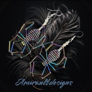 Flat Beaded spider earrings